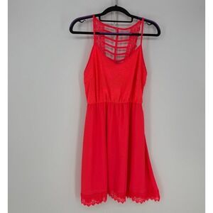 Vanity Dress Women Medium Coral Pink Lace Hoco Boho Summer Resort Babydoll Fairy